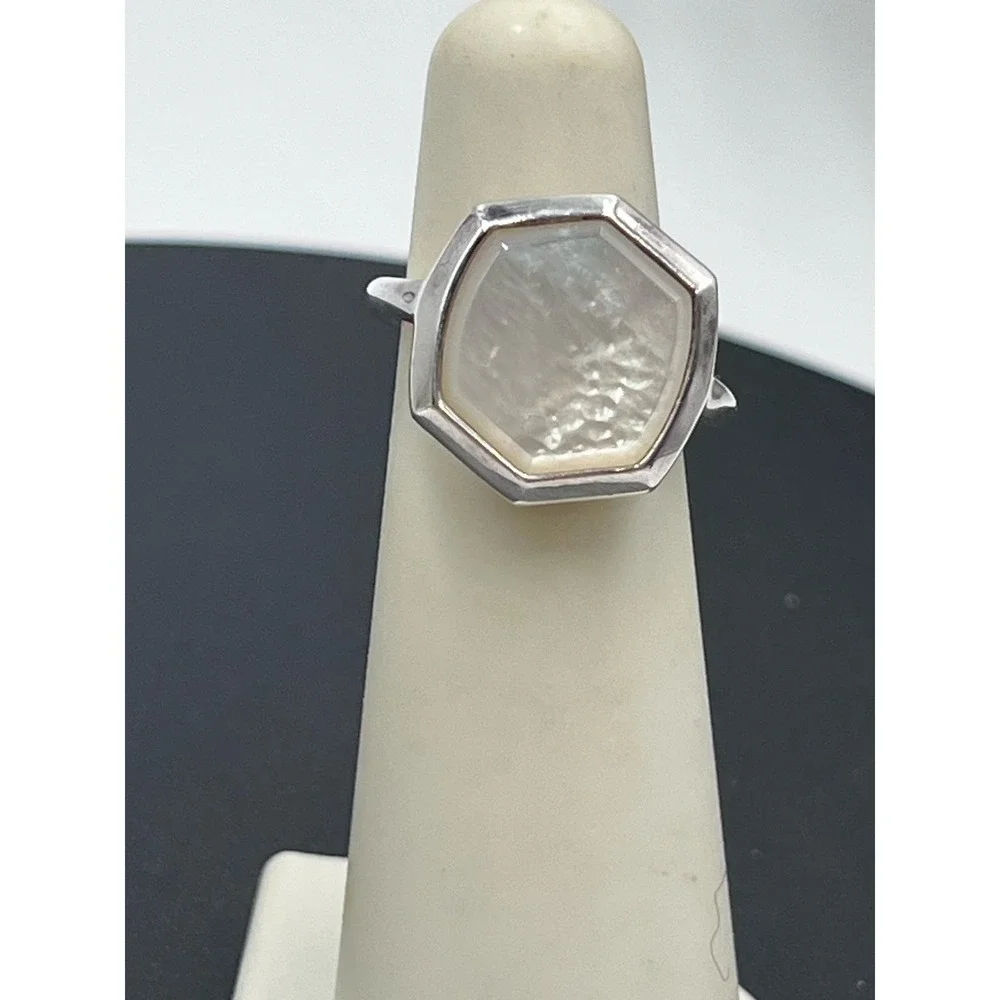 Kendra‎ Scott Mother of Pearl Davis Sterling Silver Cocktail Ring Sz 5